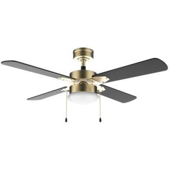 Ventilador de Techo Cecotec EnergySilence Aero 450 Goldblack con Luz, 50W, 42”, 3 Velocidades, 4 Aspas Reversibles y Modo Invierno-Verano