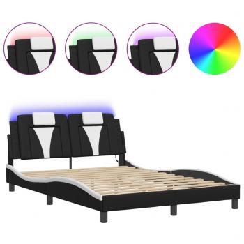 LED Bed Frame without Mattress in Black and White, 53.9x74.8 (137x190 cm) Double
