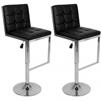 vidaXL Taburete de cocina bar, 2 unidades negras con cuero artificial