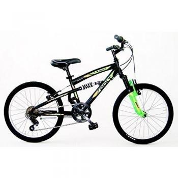 Frejus FULL SUSPENSIÓN 20 - Bicicleta de montaña full susp. Para unisex, 6 velocidades, cuadro acero, Negro/Verde