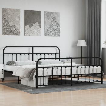 vidaXL Metal Bed Frame without Mattress with Footboard Black 193x203cm