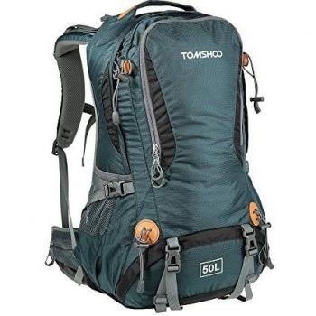 TOMSHOO 50L Mochila con Cubierta de Lluvia, Deportiva Versátil Multifuncional Hidrófugo Impermeable, Camping Senderismo Escalada Hogar Al Aire Libre
