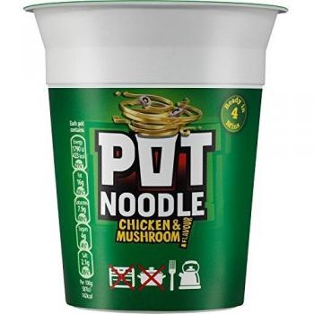 Pot Noodle Chicken & Mushroom vegetarian noodles Standard quick to make noodles 90 g