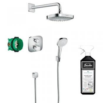 Columna de ducha termostática empotrada Hansgrohe Croma Select E + limpiador Briochin