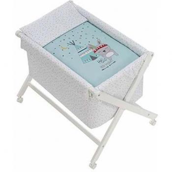 Interbaby 92082-58 - Minicuna de Madera con Textil Tipi Oso Menta, unisex, Universo rosa