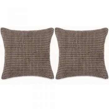 vidaXL 2X Cojines de Terciopelo 60x60cm Marrón Accesorios de Hogar Decoración