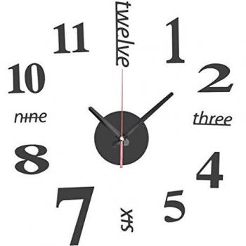EsportsMJJ Bricolaje Mini Arte Moderno Espejo Reloj De Pared 3D Etiqueta De Diseño De Oficina En Casa Decoración De Habitación-Negro