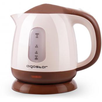 Aigostar Romeo 30HIP - Hervidor de agua compacto de 1 litro, 1100W, ultra silencioso, libre de BPA. Color marrón. Sistema de protección contra la ebullición en seco. Diseño exclusivo.