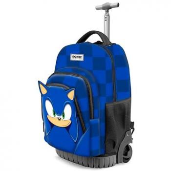 Mochila Trolley Sonic The Hedgehog, 47x32x27 cm, Producto Oficial Escolar para Niños y Niñas, Karactermania, Capacidad 39 L
