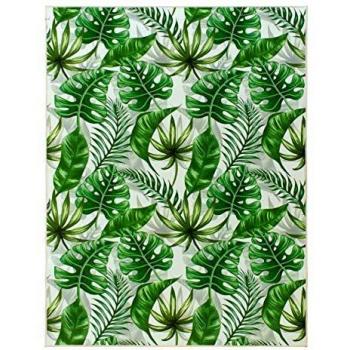 Alfombra Suave de Hojas Exóticas - Verde y Crudo - 160 x 220 cm