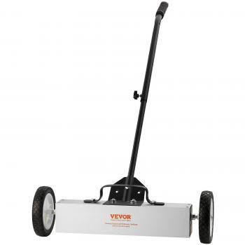 18-Inch Rolling Magnetic Sweeper - 45lbs Durable Steel Lawn and Driveway Cleaner, Red