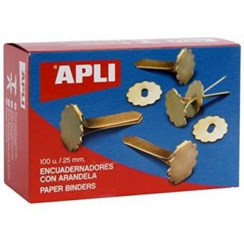 APLI 12577 - Encuadernadores metálicos con arandela 25 mm 100 u.