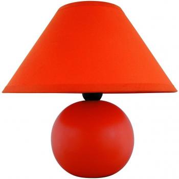 Lámpara de Mesa Cerámica Naranja E14 Ariel 4904 con Tela y Interruptor, Ø20cm H:19cm