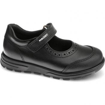 Zapatos Niña PABLOSKY 334110 Negro - Merceditas de piel cómodas y resistentes con cierre adherente