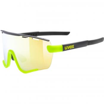Uvex Sportstyle 236 Men's Sunglasses Set - Black/Yellow Matte with Mirror Yellow (S2) and Clear (S0) Lenses