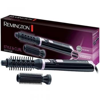 Remington Cepillo de Aire Style & Curl, Moldeador de Pelo, Cepillo Secador, 2 Accesorios, Moldea y da Volumen, Cepillo Redondo, Cepillo de Cerdas, 400W, 2 Temperaturas y Velocidades - AS404