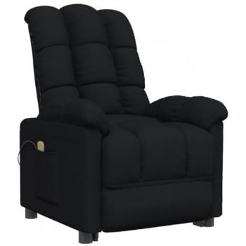 Sillón de masaje de tela negro Vidaxl con características de tejido suave, diseño ergonómico, función de masaje y color negro