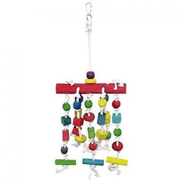 ICA BR170 Juguete de Madera en Cascadas con Cuentas Multicolor para Pájaros