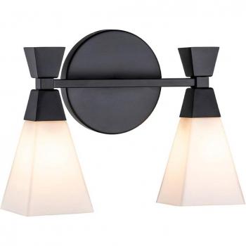 Aplique para baño Elstead Bowtie, negro mate, 2 luces, IP44