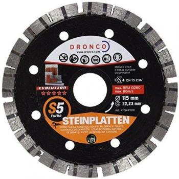 Dronco S5TURBO-115 Discos de Diamante, S5 Turbo, Placas de Piedra, Antes Evt, 115 Mm Diámetro, 2.2 Mm Espesor, Diámetro Eje 22.23 Mm