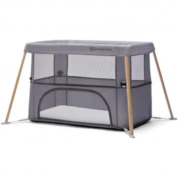 Kinderkraft MOVI Cuna de Viaje 2 en 1 con Ajuste de Altura, Madera Gris