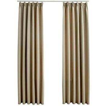 vidaXL Cortinas Opacas con Ganchos, 2 Unidades, 140 x 225 cm, Color Beige