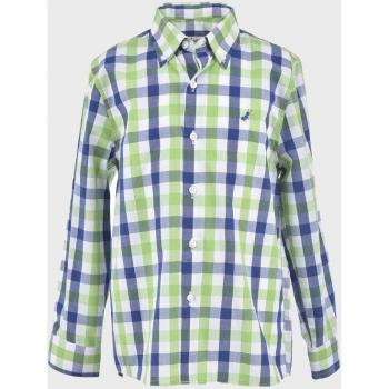 La Ormiga - Camisa de bebé niño de cuadros en algodón orgánico azul y verde