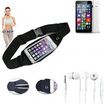 Cinturón de bandolera bolso de la cintura bolsa para Kazam Trooper X5.5, negro + auriculares. Aptitud del deporte de la cubierta a prueba de lluvia Ejercicio corriente - K-S-Trade