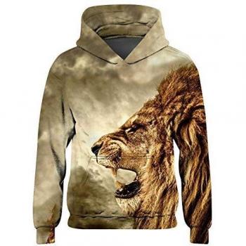 Goodstoworld Sudadera 3D Leon Niñas Niños Sudadera con Capucha Lion Hoodie Impresion Gráfica Colorida y Fresca Divertido vestidura