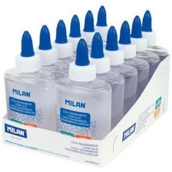 Expositor 12 botes cola adhesiva transparente 118 gr Milan