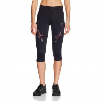 ASICS Stripe - Mallas de Running para Mujer de 3/4, Mujer, Stripe, Performance Black/Camelion Rose, Extra-Small