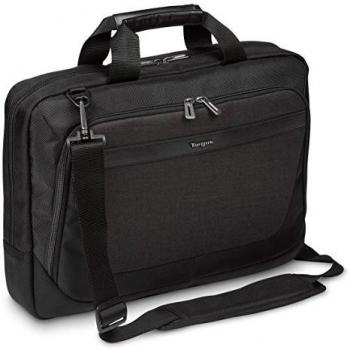 Targus CitySmart Slimline Topload Business Commuter Messenger Laptop Briefcase for 14,15,15.6-Inch Laptops, Black/Grey