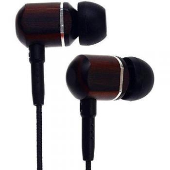 Symphonized MTRX prima in-Ear aislamiento de ruido auriculares de madera con micrófono y cable de nylon, color negro
