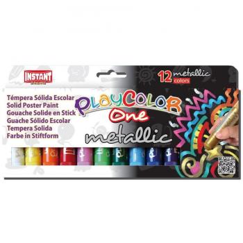 Playcolor Metallic one - Tempera sólida - 12 colores surtidos - 10121