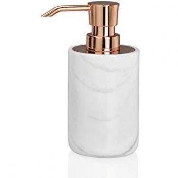 ANDREA HOUSE - Dispensador de mármol Blanco y Metal Cobre Ø7x16cm
