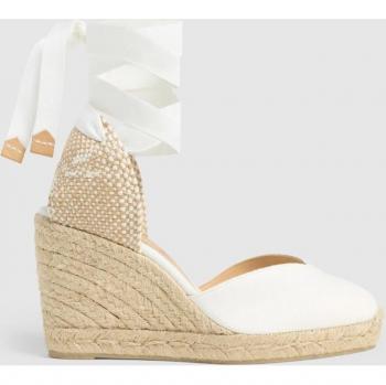 Alpargatas de cuña blancas de algodón orgánico con lazada