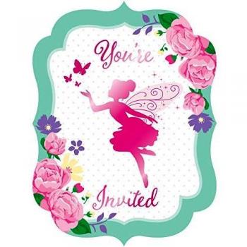 Creative Party Fairy Invitaciones de hadas florales You Invited-8 piezas, papel, multicolor