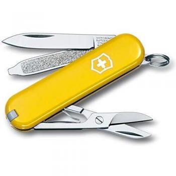 Navaja Suiza Victorinox Classic SD Amarilla, Multiherramienta Compacta con 7 Funciones, Hoja de Acero Inoxidable, Incluye Lima y Destornillador