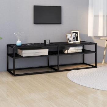 Mueble de TV vidrio templado color mármol negro 140x40x40,5 cm vidaXL