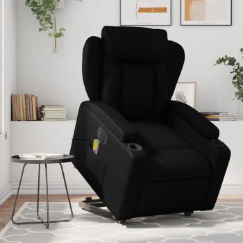 Sillón de masaje elevable eléctrico de cuero sintético negro Vidaxl