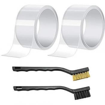 Cocina&Baño Cinta selladora Tiras de Calafateo +2 Cepillos de Limpieza&Grietas, TAOPE Cintas de Sellado Autoadhesivas Adhesiva Impermeable Antimoho Acrílica para Esquina de Pared/Piso -Transparente