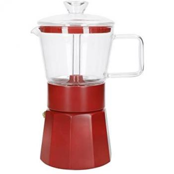 Cafetera Italiana Verona de La Cafetiere, vidrio, color rojo, capacidad para 6 tazas, presentada en caja de regalo