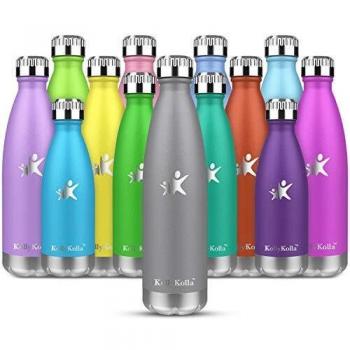 KollyKolla Botella de Agua Acero Inoxidable, Termo Sin BPA Ecológica, Botellas Termica Reutilizable Frascos Térmicos para Niños & Adultos, Deporte, Oficina, Yoga, Ciclismo,