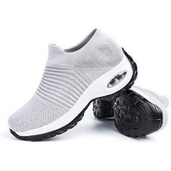 Zapatillas Deportivas de Mujer Zapatos Running Fitness Gym Outdoor Sneaker Casual Mesh Transpirable Comodas Calzado Gris Claro Talla 36