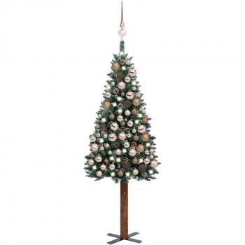 vidaXL Árbol de Navidad Artificial Estrecho con LED y Bolas Verde 150 cm