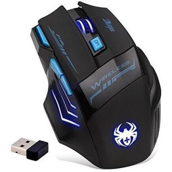 Zelotes Ratón Inalámbrico con Receptor Nano,Ratón Gaming Inalámbrico, 2.4 GHz,7 botones,2400dpi Ratón óptico Ergonómico para PC/Mac