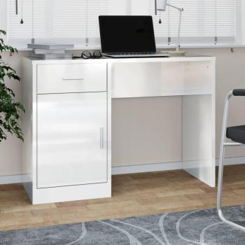 Cajón de escritorio blanco pulido 100x40x73cm madera multicapa con armario contrachapada Vidaxl