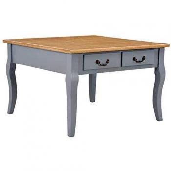 vidaXL Mesa de Centro Mesita Auxiliar para Sofá Mesilla de Café para Salón Mueble de Hogar de Madera de Pino y MDF Gris 80x80x50 cm