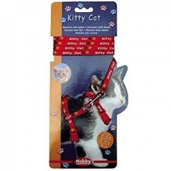 Arnés y Collar Nobby Kitty Cat Rojo con Correa para Gatos