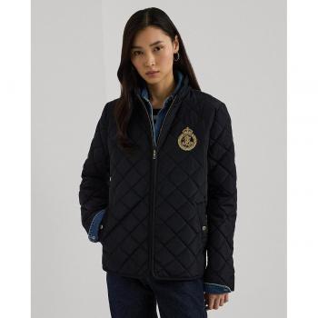 Lauren Ralph Lauren Women's Quilted Diamond Jacket with Mock Neck - Dark Blue, Size L